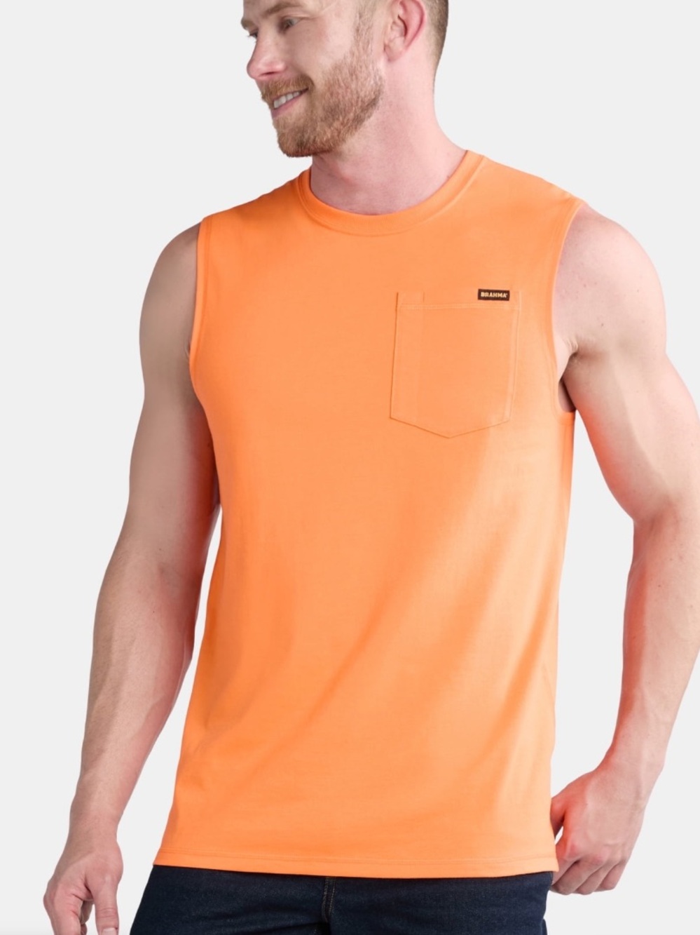 Brahma Men’s Orange Muscle Tank Shirt Small Sleeveless Workwear Hi Vis